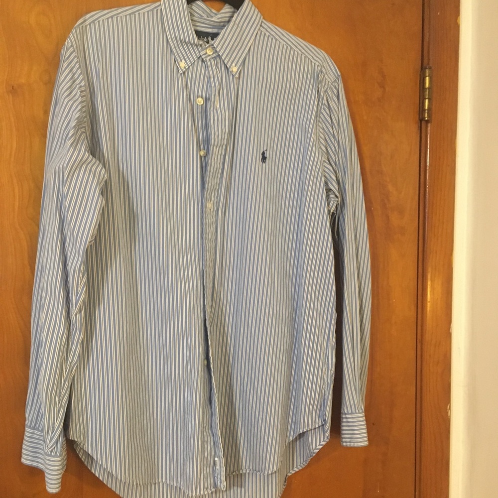 Ralph Lauren” Classic Fit Blue Stripe Shirt